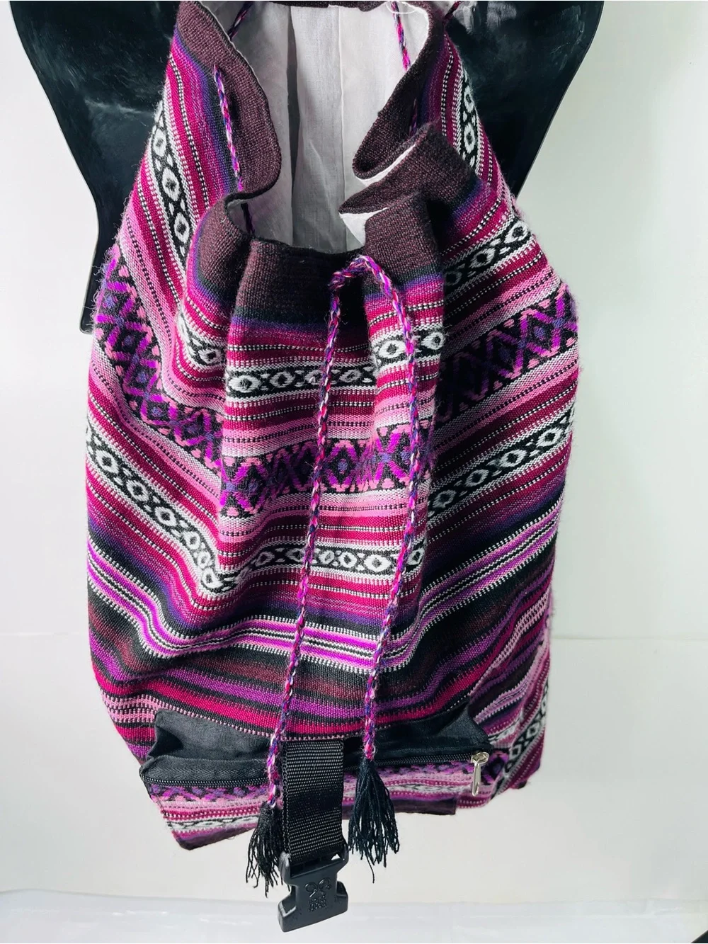 Authentic Mexican style unisex woven serape back sack drawstring
